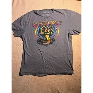 Cobra Kai Men LG Gray First Strike Karate Kid Sony Pic Crew Neck Tee Shirt